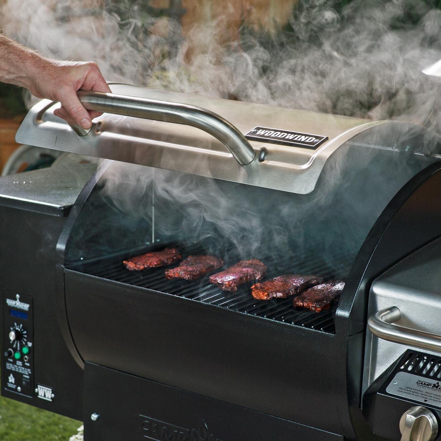 Camp Chef PG24SGWWSS1 Woodwind SG Pellet Grill With Propane Sear Box - Smoking on Pellet Grill thumbnail