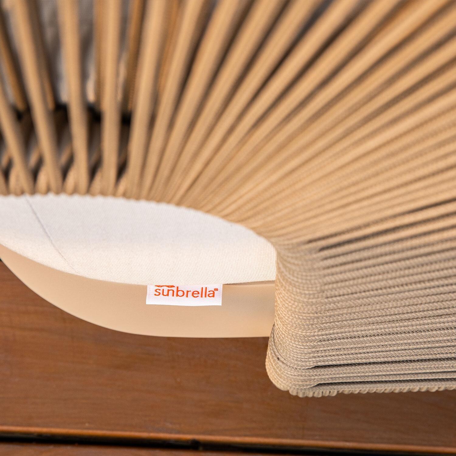 Elementi OS-2502T Malibu Outdoor Aluminum 3 Person Sofa w/ Sunbrella Cushions - Sunbrella Tag - Detail thumbnail