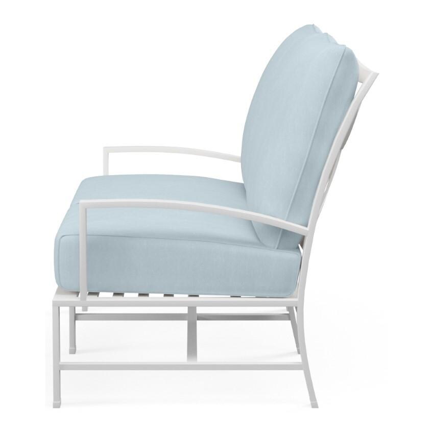 Bristol 2 Person Aluminum Loveseat w/ Self Welt in White/Canvas Skyline by Sunset West - Side View - White Background thumbnail