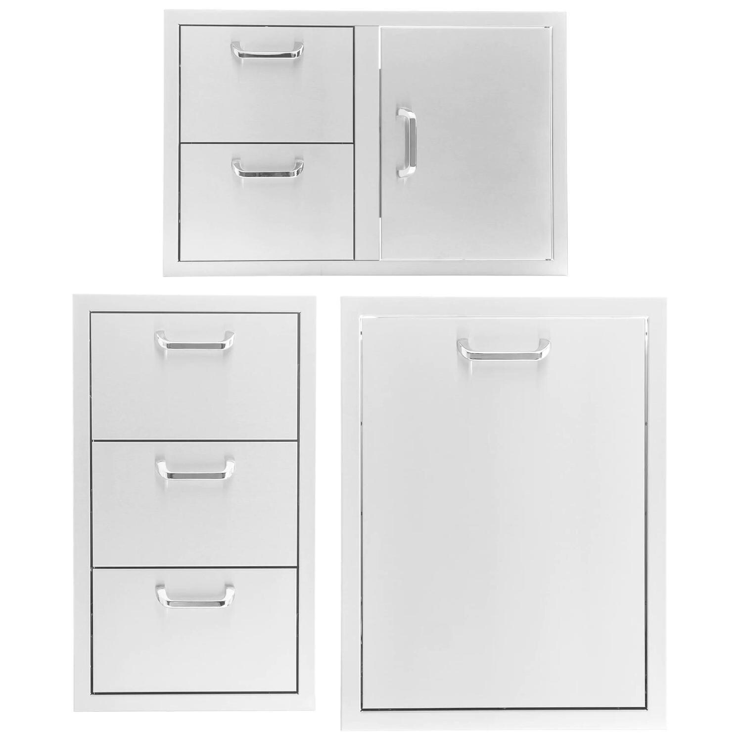 BBQGuys Signature 3 Pc 32-in Contempo/Traditional Door & Drawer Combo Outdoor Kitchen Storage Package - Traditional - White Background thumbnail