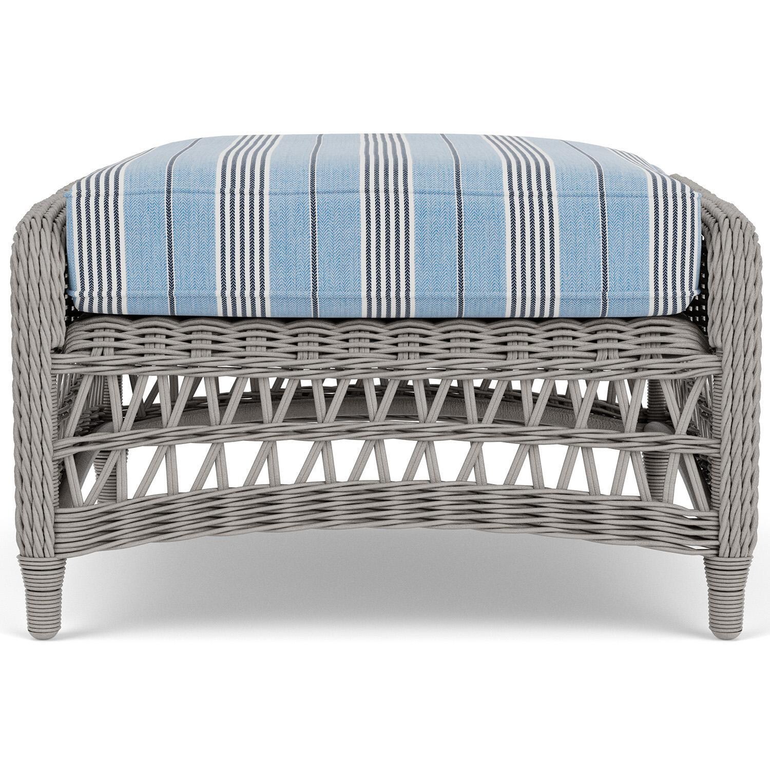 Lloyd Flanders Mackinac Ottoman in Putty Finish with Hansen Sky Fabric thumbnail