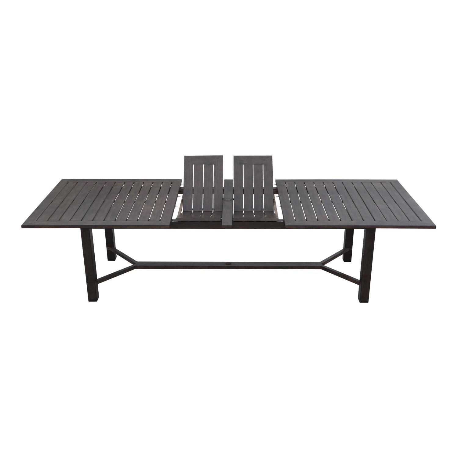 Atlantis 5 Pc Aluminum Dining Set w/ 4 Two Person Benches & Extension Table in Walnut/Beige by Darlee - Table - White Background thumbnail