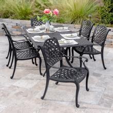 Whitby 7 Piece Cast Aluminum Patio Dining Set W/ 84 X 42 Inch Rectangular Table By Darlee image
