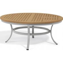 Travira 47 Inch Round Aluminum Chat Table W/ Tekwood Natural Top By Oxford Garden