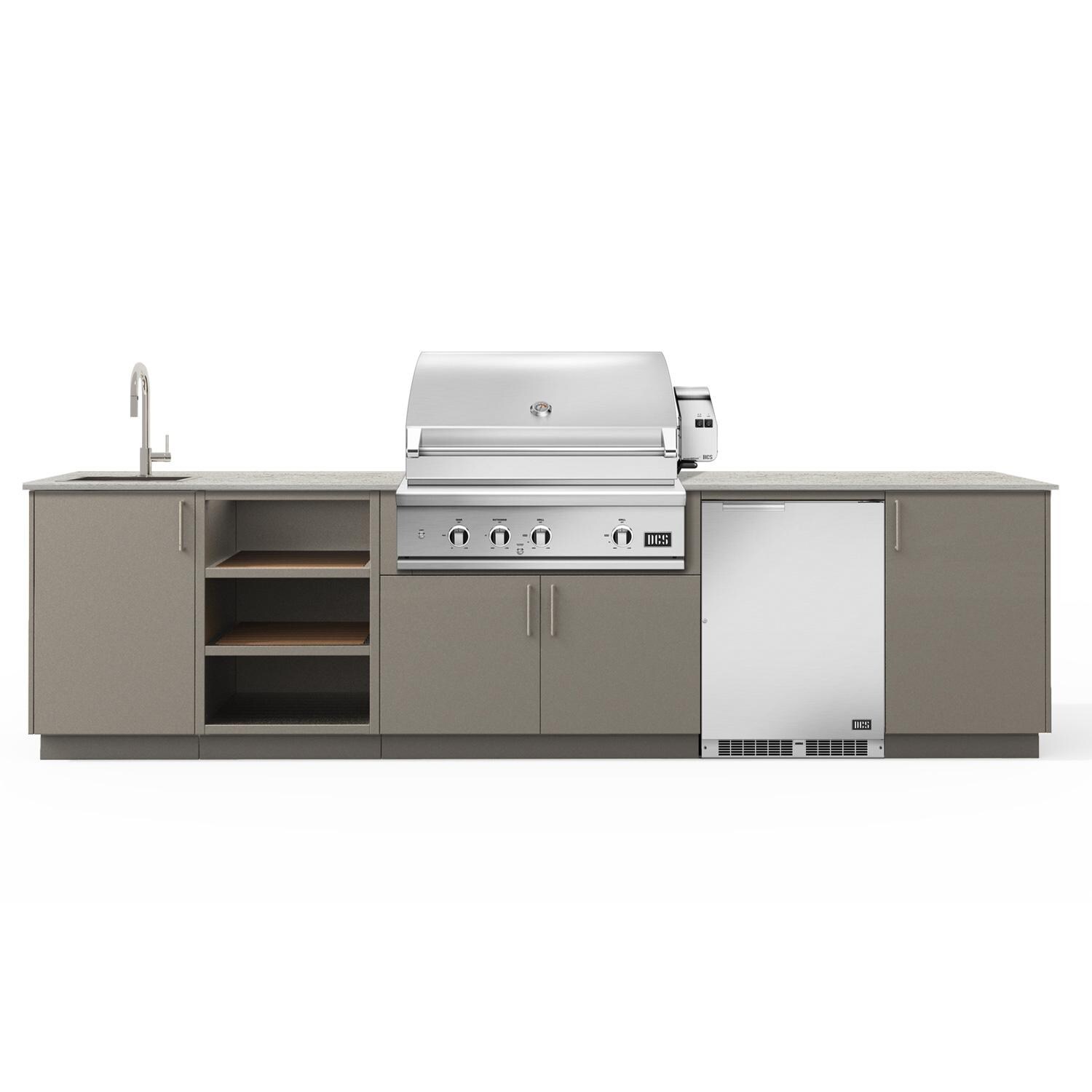 Urban Bonfire B-Eclipse-36-DCS-Keon-Clay Eclipse 36 Outdoor Kitchen w/ DCS Propane Grill, Sink, Refrigerator, Keon Countertop & Clay Finish thumbnail