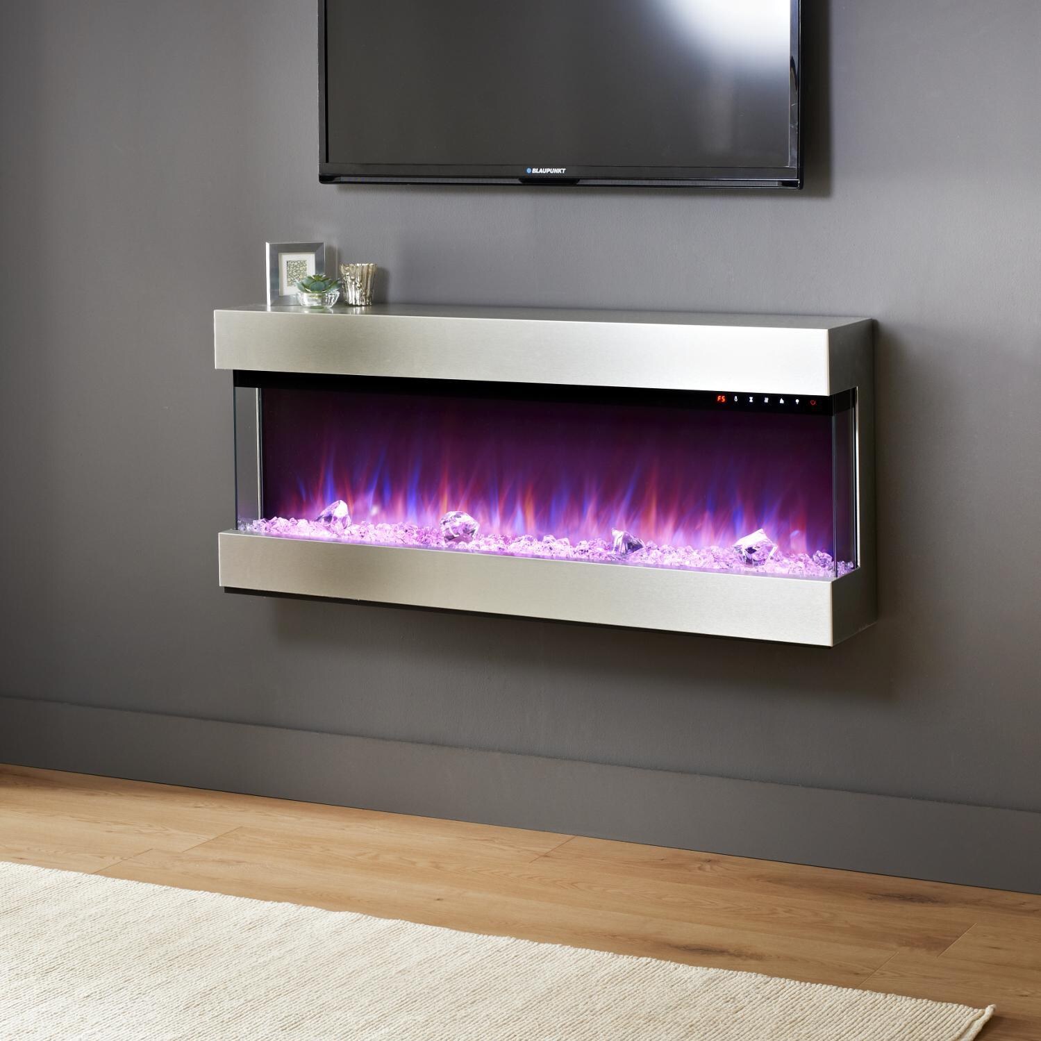 Evolution Fires - EF3SESS - Empire Electric Fireplace - Stainless Steel - Purple Flame thumbnail