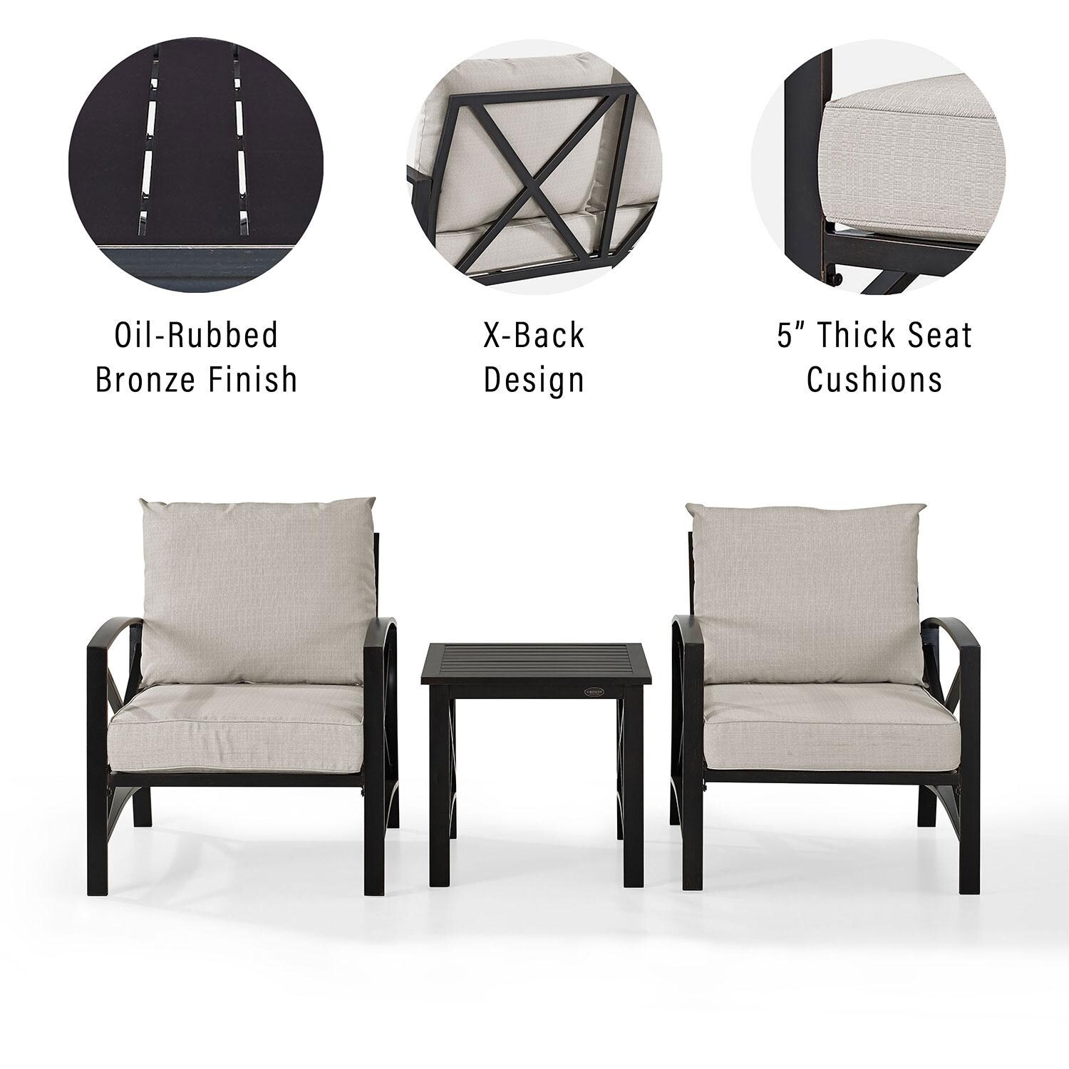 Ultimate Patio UP-82249BZ-OL 3Pc Outdoor Chair Set in Oatmeal - Features - Diagram thumbnail