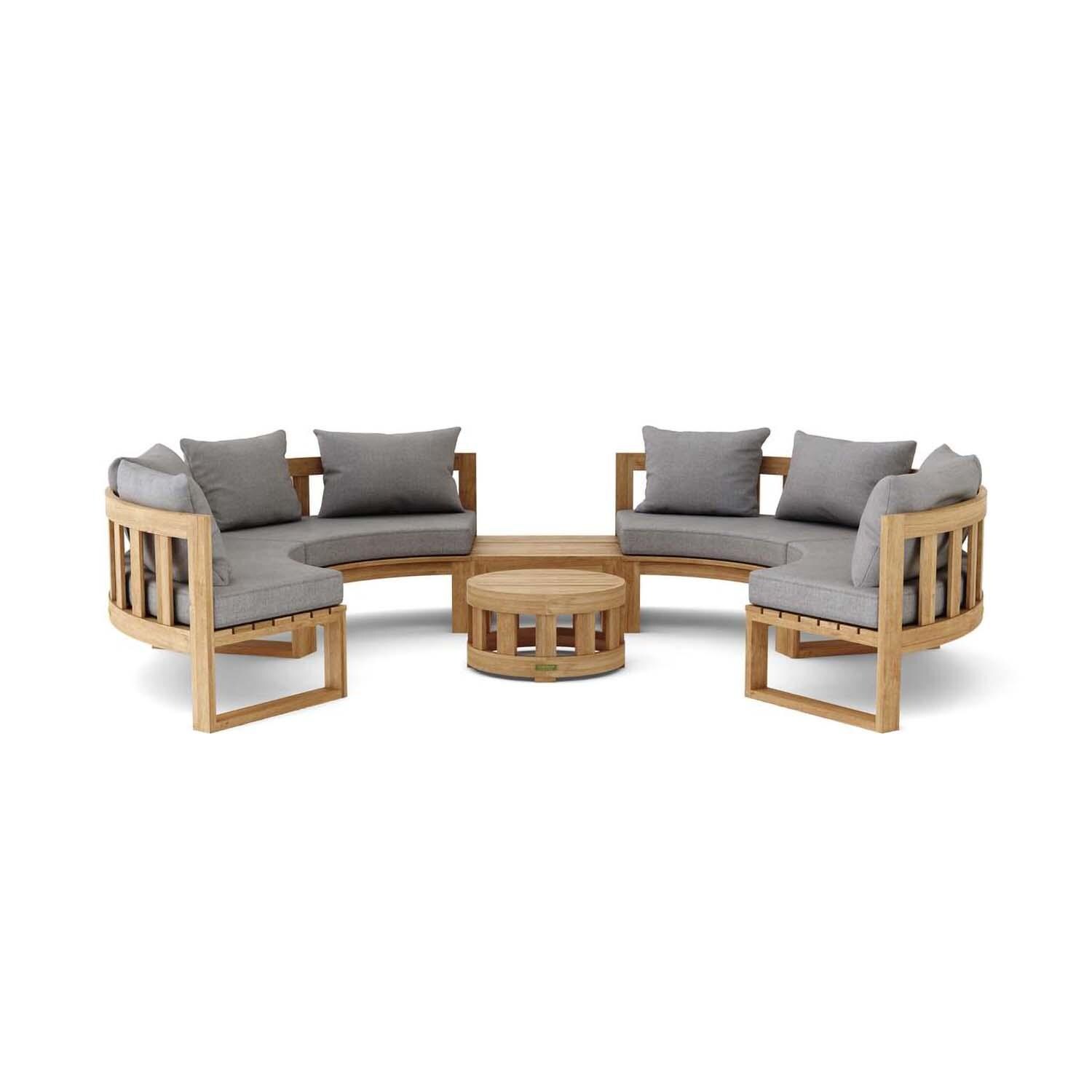 St Charles 8 Person Teak Seating Set w/ End Table in Cast Slate by ...
