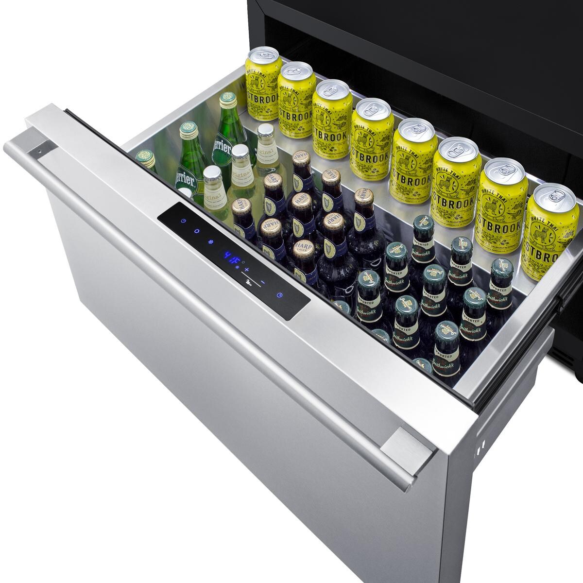 Summit SPHC30 30 Inch 2.4 Cu. Ft. Convertible Drawer Refrigerator/Warming Cabinet - Drinks in Fridge - Detail thumbnail