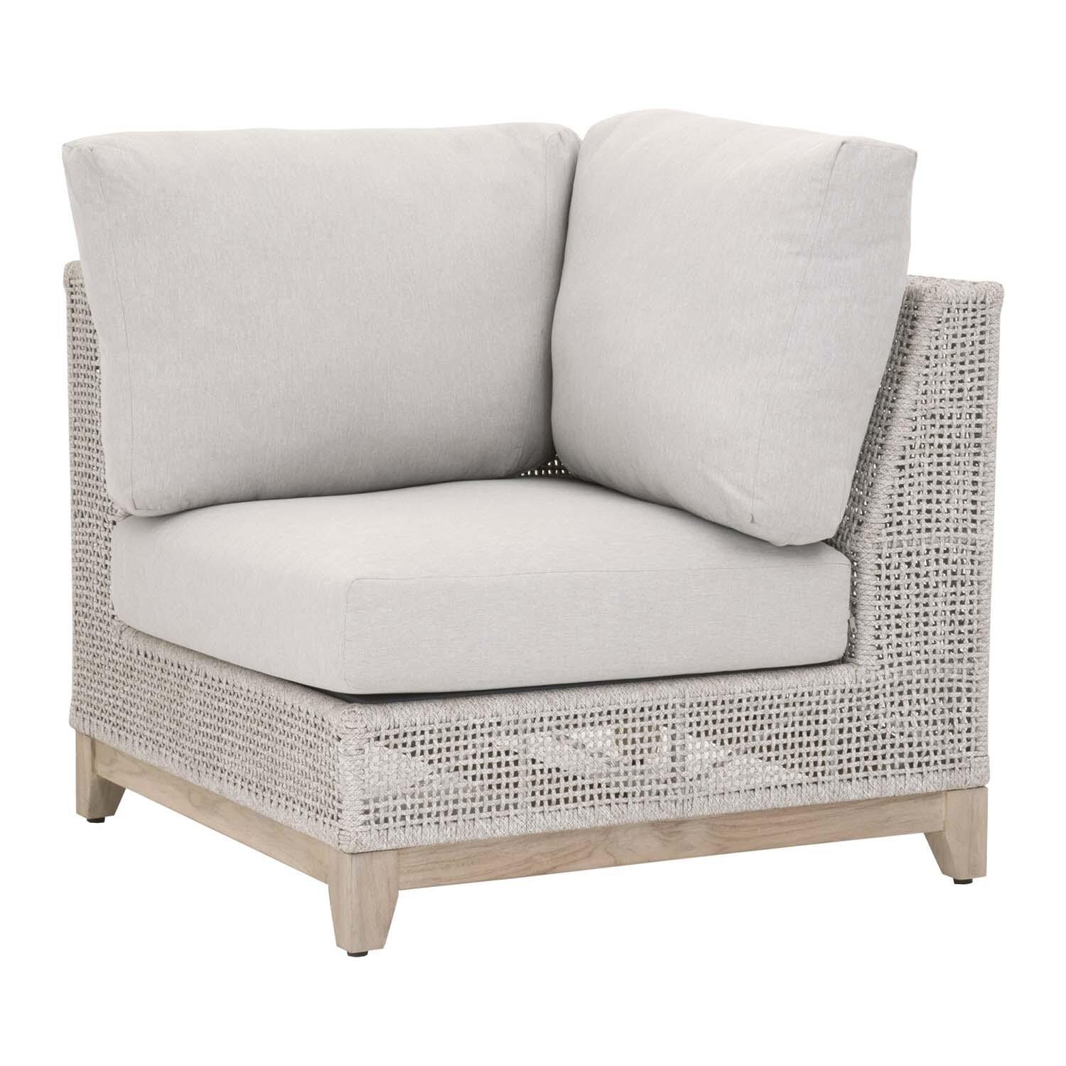 Lakeview Ranch Pointe Woven Rope Corner Modular Sofa in Taupe & White - Angled View thumbnail