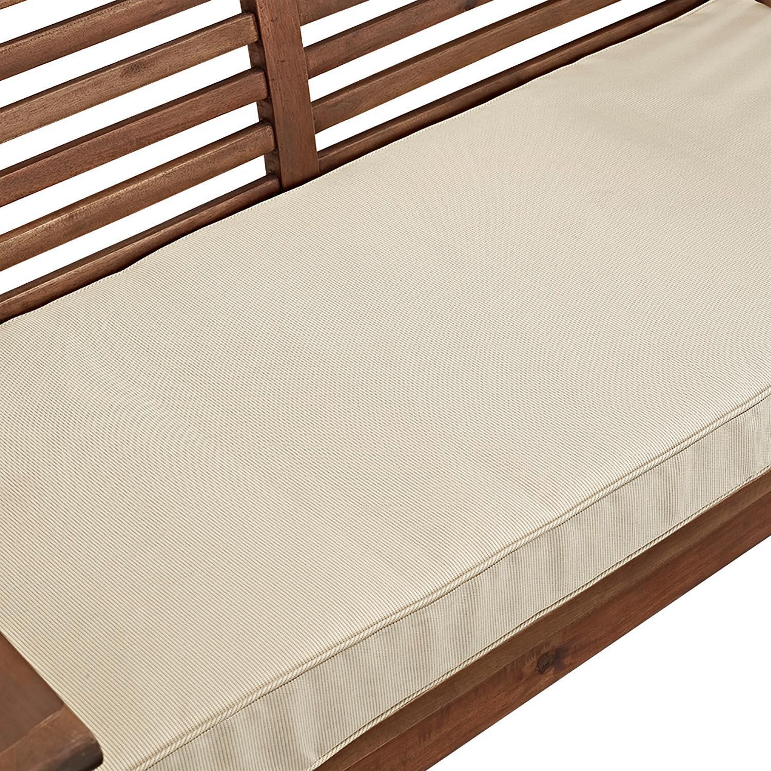 Ultimate Patio Horizon Way 3 Piece Dark Brown Acacia Patio Conversation Set W/ Loveseats & Natural Cushions - Loveseat Cushion Detail thumbnail