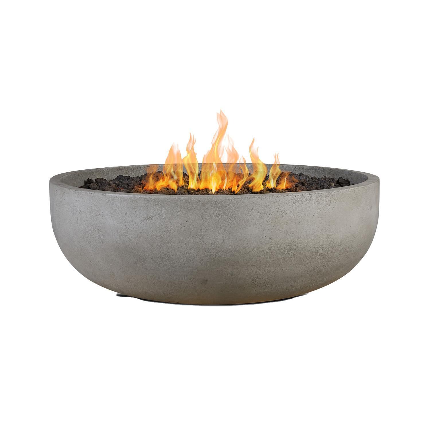 Grand Lake 522NG-FOG 38 Inch Round Concrete Natural Gas Fire Bowl in Fog by BBQGuys Signature - Fire - White Background thumbnail