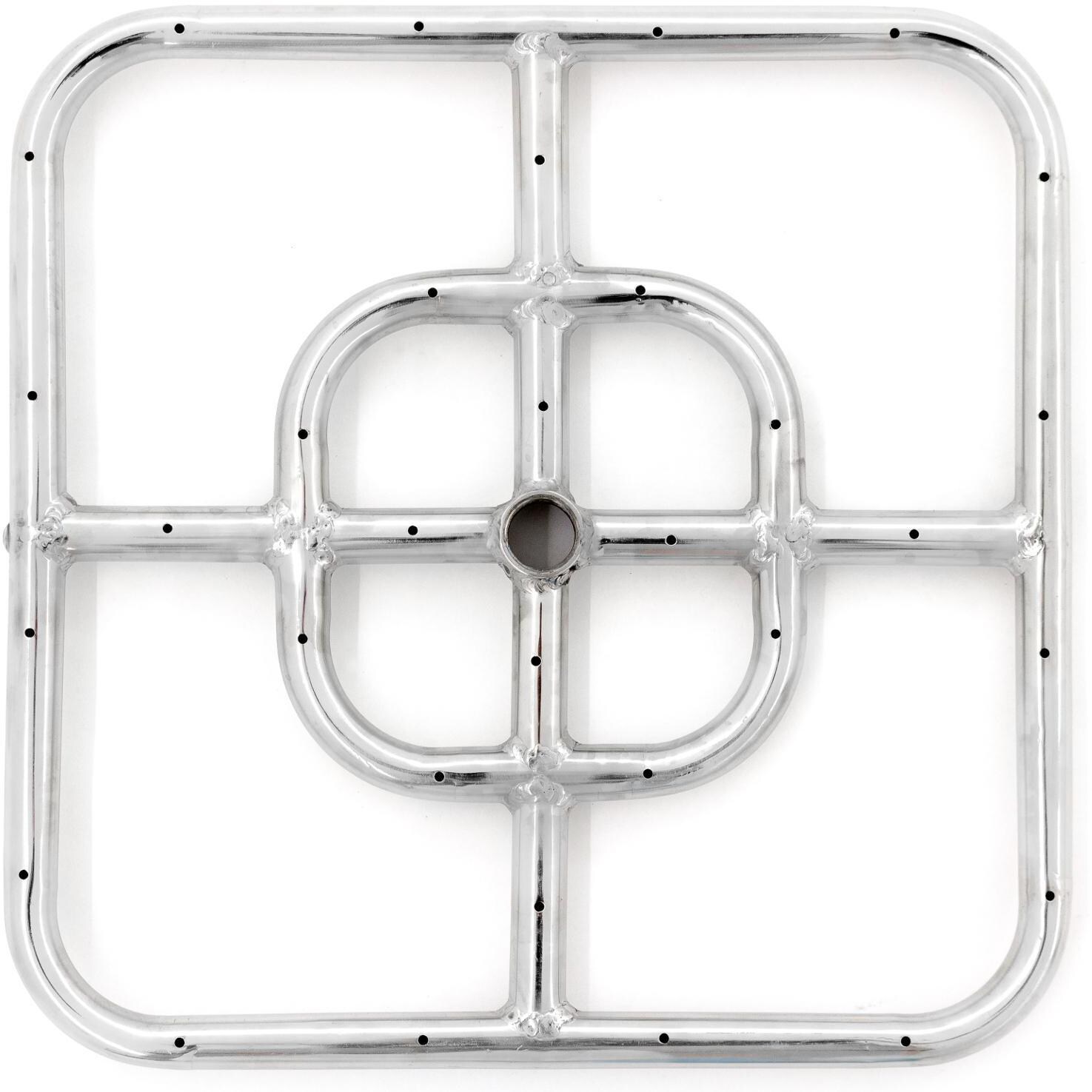  BBQGuys Signature Series 12-Inch Square Natural Gas Double-Ring Burner - Stainless Steel - Top view thumbnail