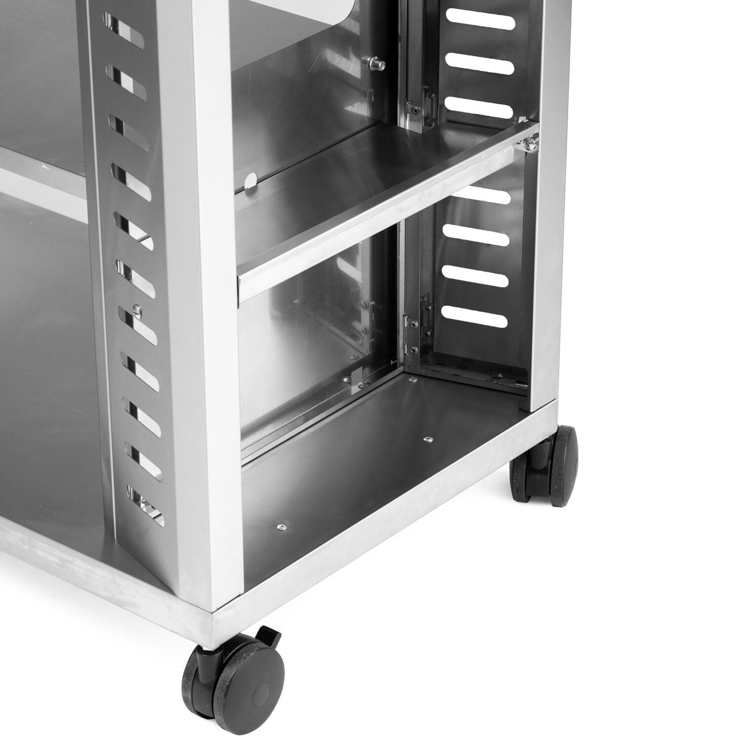 Victory VCT-G4B-LP 36-Inch 4-Burner Propane Gas Griddle - Storage Shelves on Side of Cart thumbnail