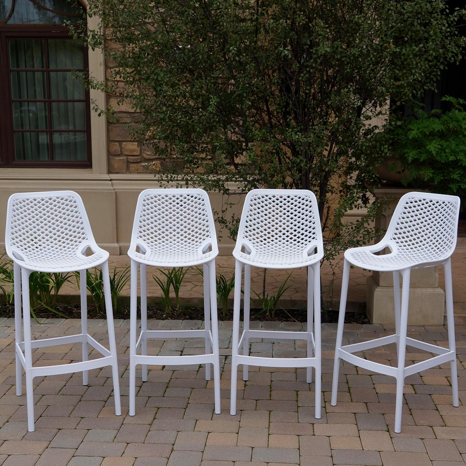 All Space Polyresin Bar Stool Set of 4 in Snow By Darlee - Lifestyle  thumbnail