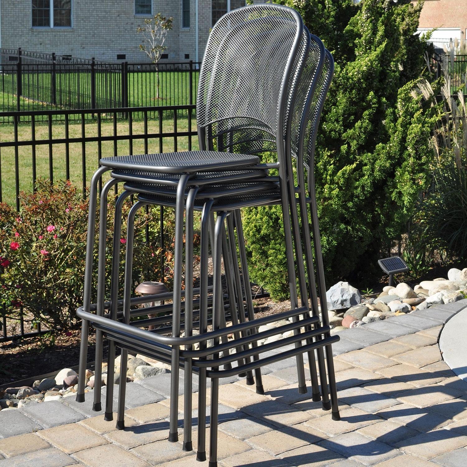 KETTLER Carlo 4 Pc Steel Bar Stool Set in Gray By - C3600-0200K1