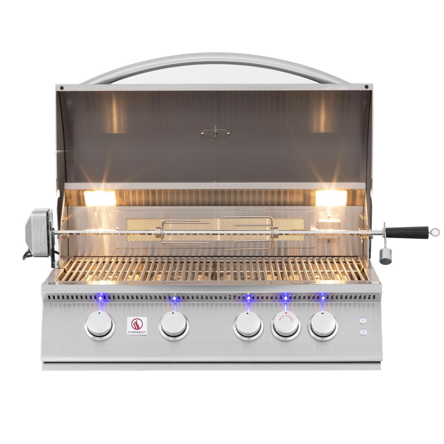 Summerset SZRPRO32L Sizzler Pro 32-in 4 Burner Built-In Propane Gas Grill w/ Rear Infrared Burner - Display - White Background thumbnail