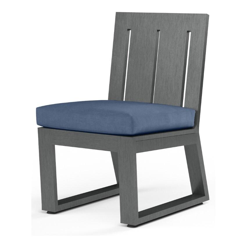 Redondo Aluminum Dining Side Chair w/ No Welt in Slate/Spectrum Indigo by Sunset West - White Background thumbnail