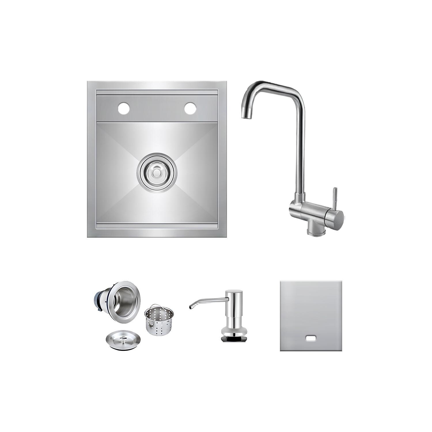 BBQGuys Signature 16 X 18-in Drop-In Stainless Steel  Outdoor Sink - BBQ-18SNK-SS-DM