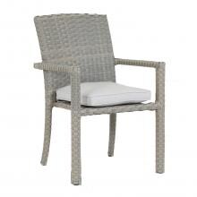 Majorca Wicker Patio Dining Arm Chair W/ Sunbrella Cast Silver Cushion By Sunset West