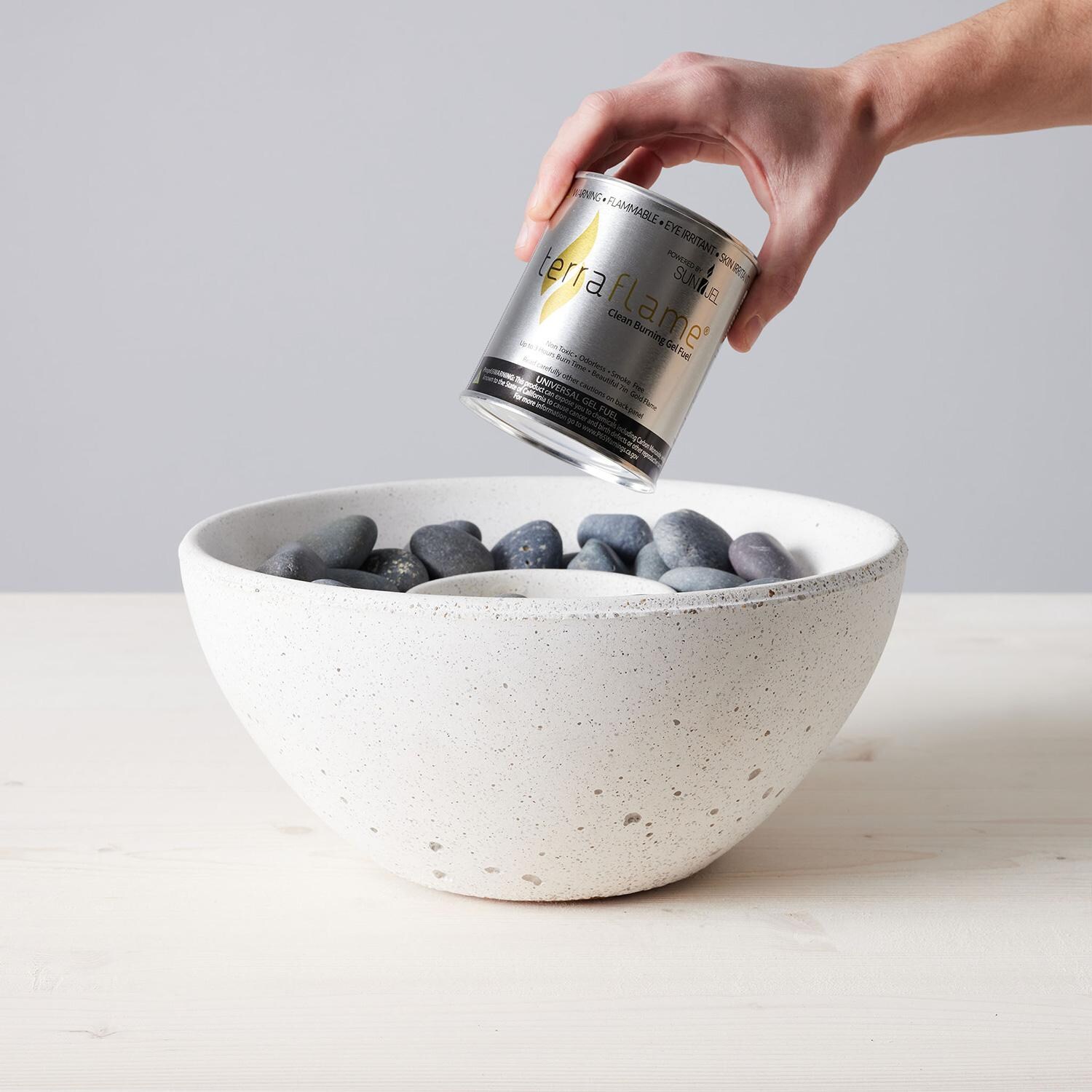 TerraFlame Basin Table Top Fire Bowl - White - Gel Fuel Added thumbnail