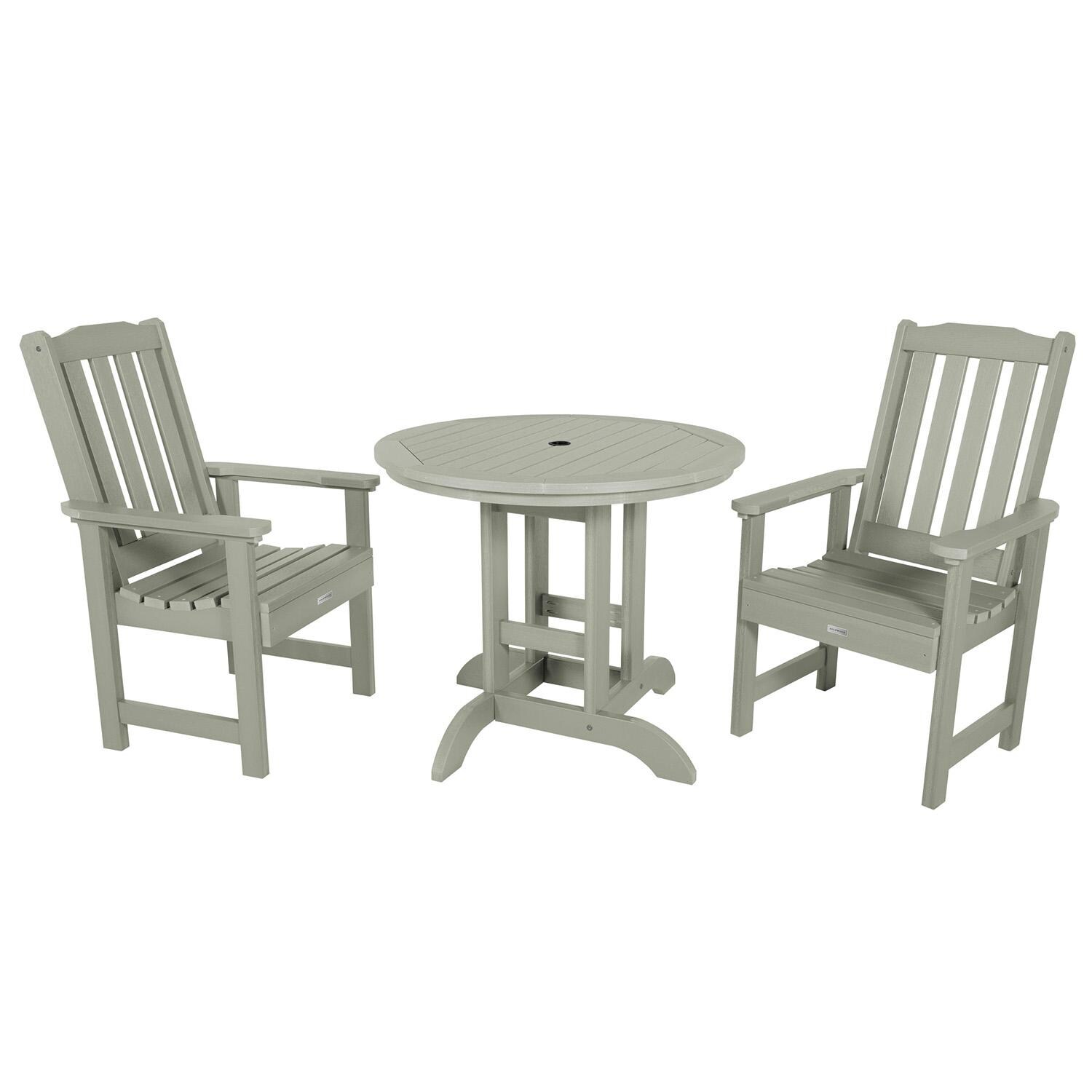 Hart Lane 3 Pc Recycled Plastic Round Dining Set in Eucalyptus By Lakeview Outdoor Designs - White Background thumbnail
