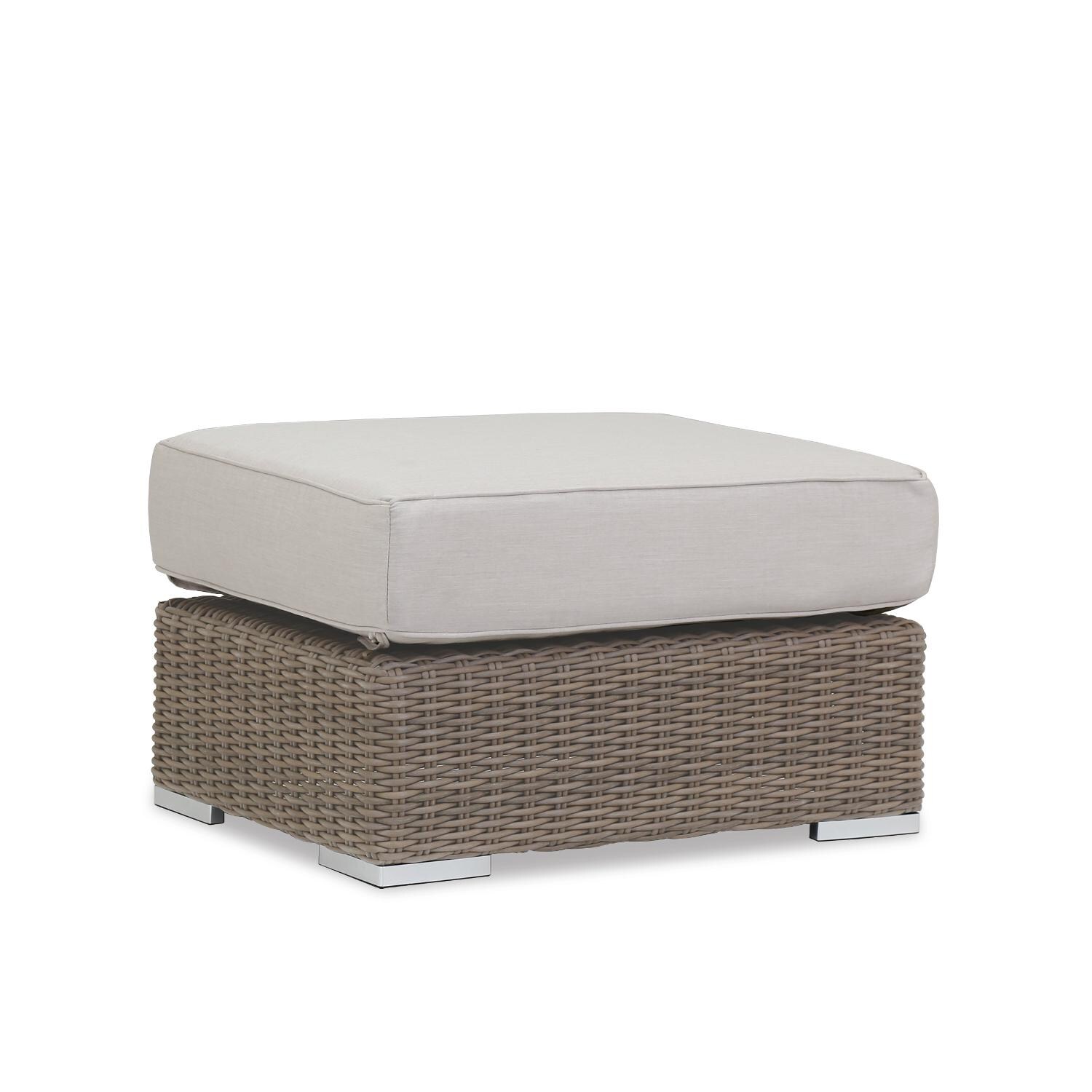 Sunset West - Coronado 3 Piece Resin Wicker Patio Conversation Set W/ End Table, Ottoman, & Sunbrella Canvas Flax Cushions - Coronado Patio Ottoman thumbnail