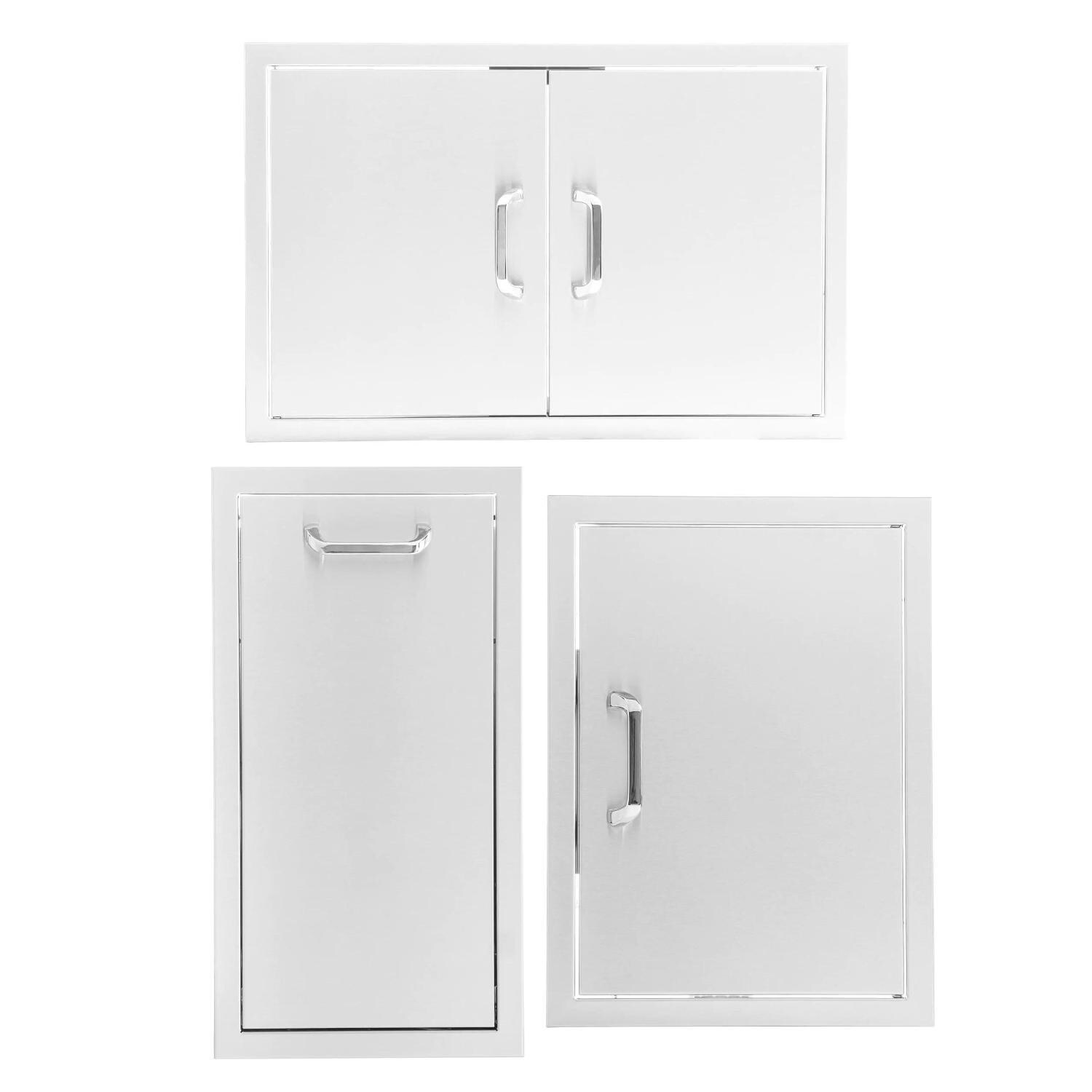 BBQGuys Signature 3 Pc 25-Inch Double Access Door Outdoor Kitchen Storage Package - Traditional - White Background thumbnail