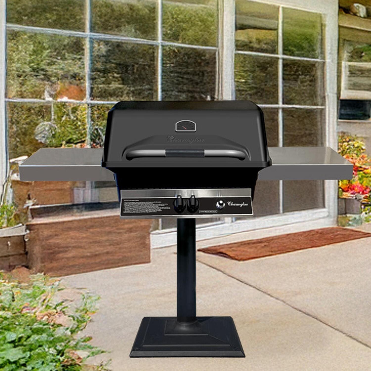 Charmglow CHRM40PM-N PatioPro Natural Gas Grill w/ Patio Post - Black - On Patio - Lifestyle thumbnail