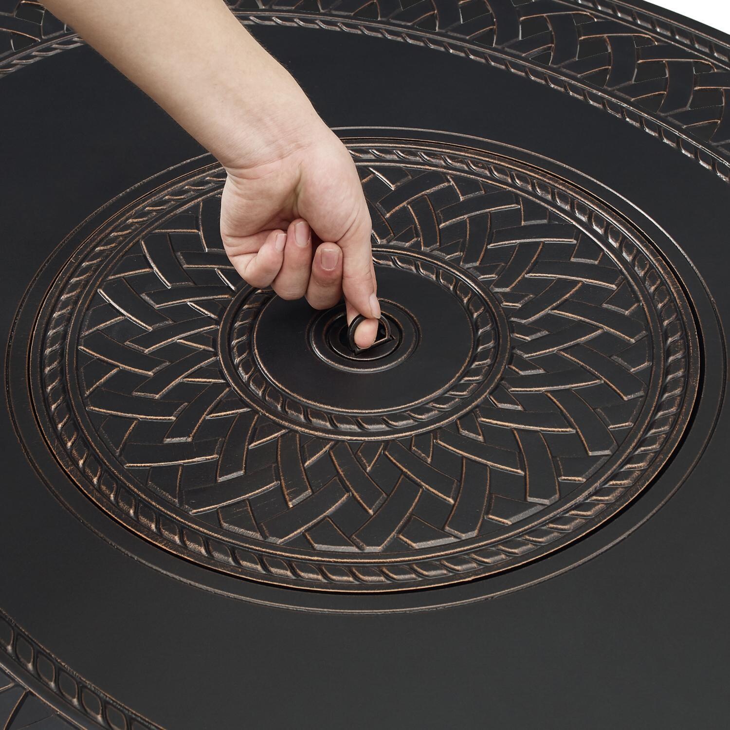 Ultimate Patio 63698-NG Palm Way 40-Inch Oval Aluminum Natural Gas Fire Pit - Cover Handle thumbnail