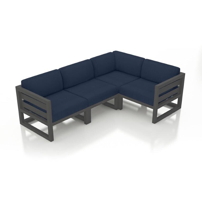 Misty Cove 4 Piece Sectional Set in Slate w/Spectrum Indigo Cushions by Lakeview - White Background thumbnail
