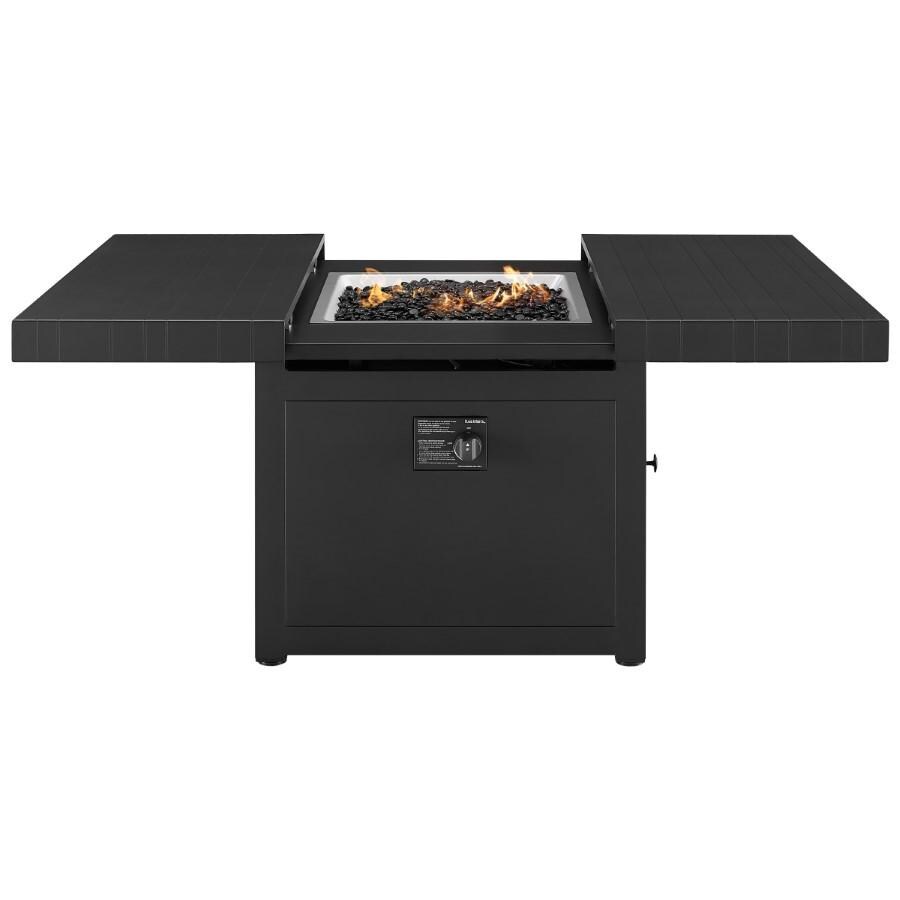 Plank and Hide 34 inch Square Functional Fire Pit Table in Black Iron - Black 90003-BLA-1-BLA-3 - Open Side View thumbnail