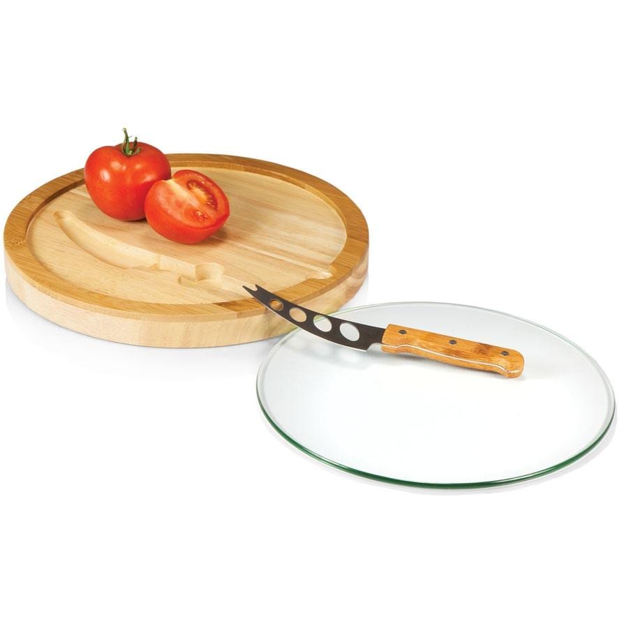 Picnic Time Iris Round Glass Top Cutting Board With Cheese Knife BBQGuys