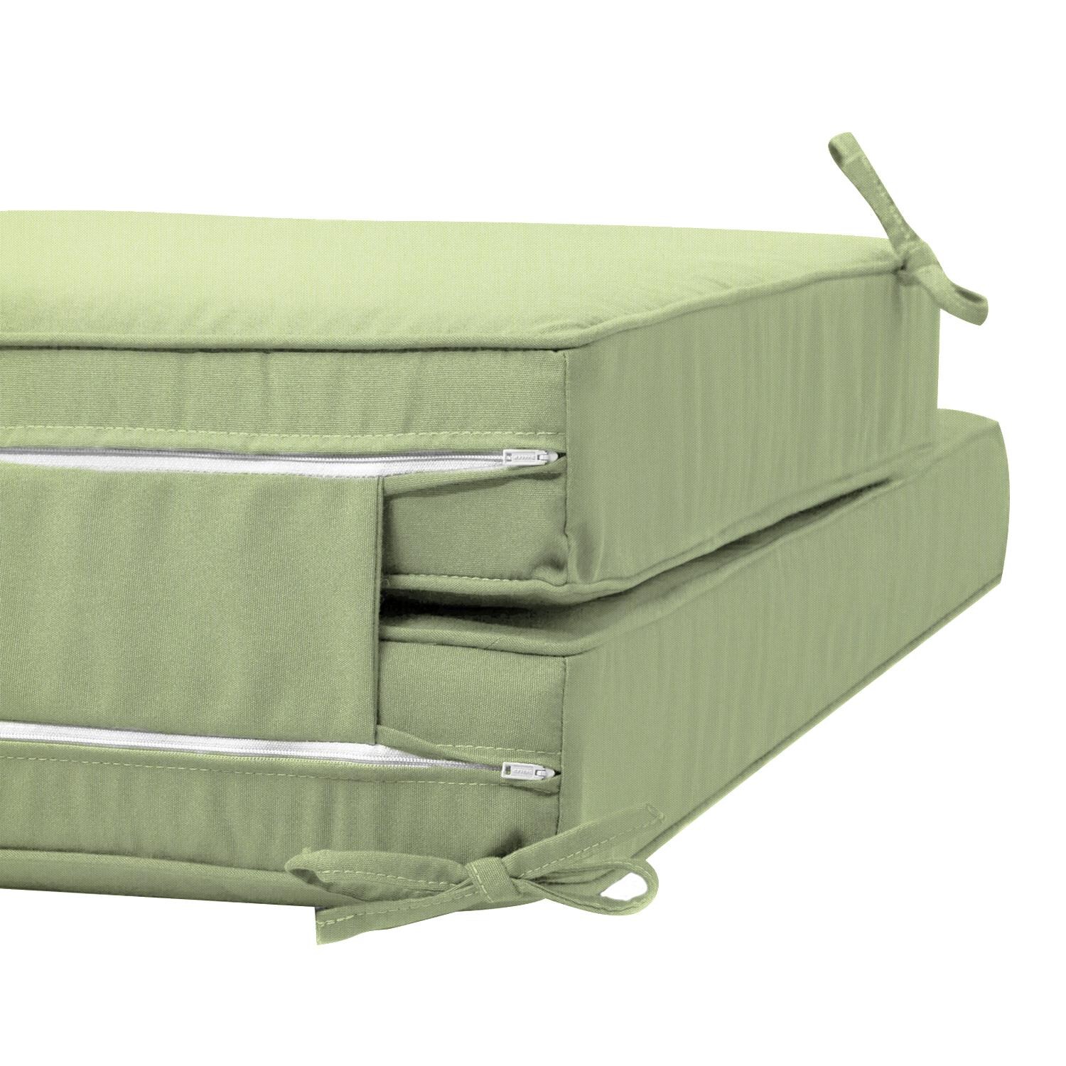 Sunbrella Canvas Parrot Extra Long Outdoor Replacement Chaise Lounge Cushion W/ Piping By UltimatePatio.com - Zipper and Tie Detail thumbnail