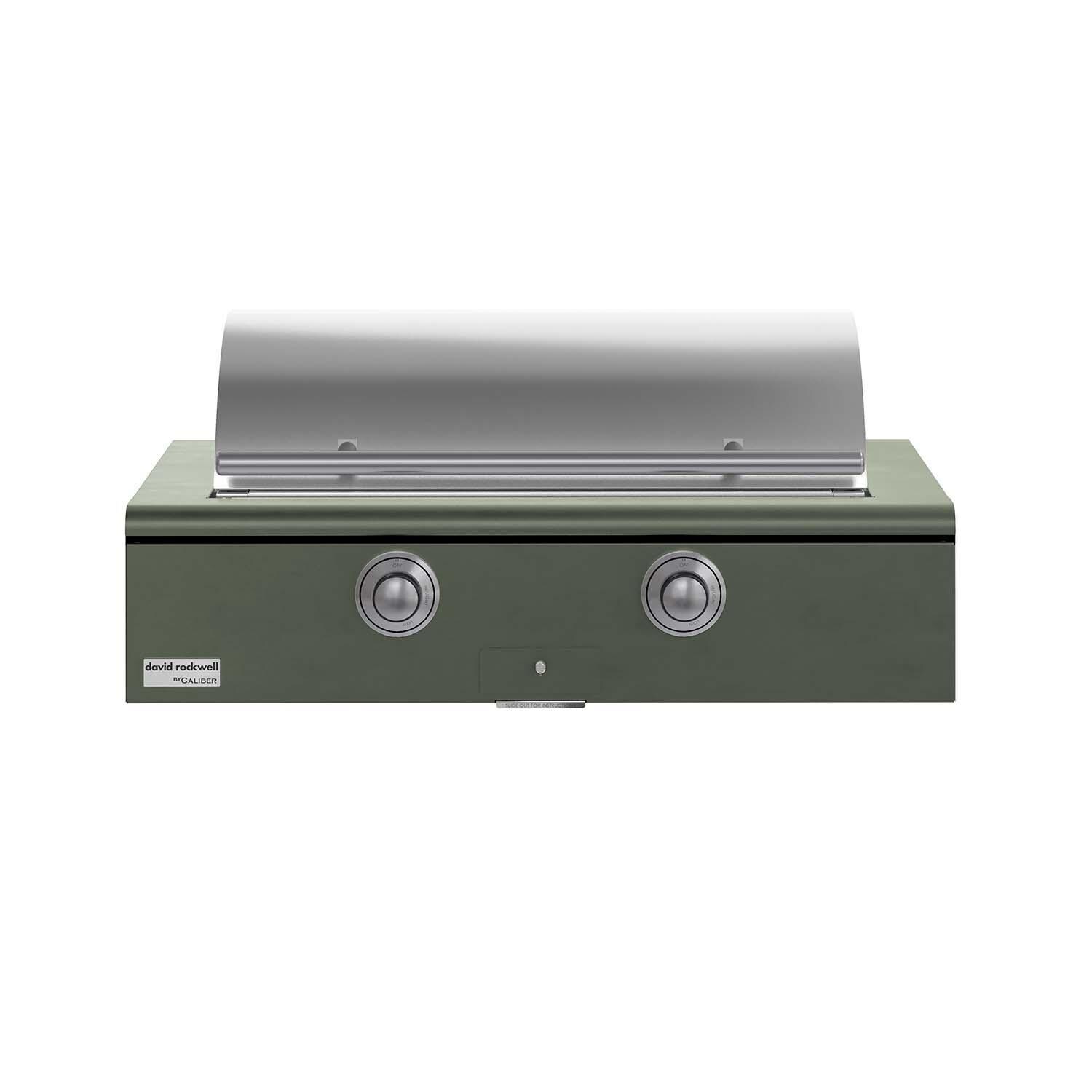 Caliber CRG-42BL00-A-238-H04 42-in Propane Built-In Rockwell Grill - Olive w/ Stainless Steel Hardware - Closed Lid - White Background thumbnail