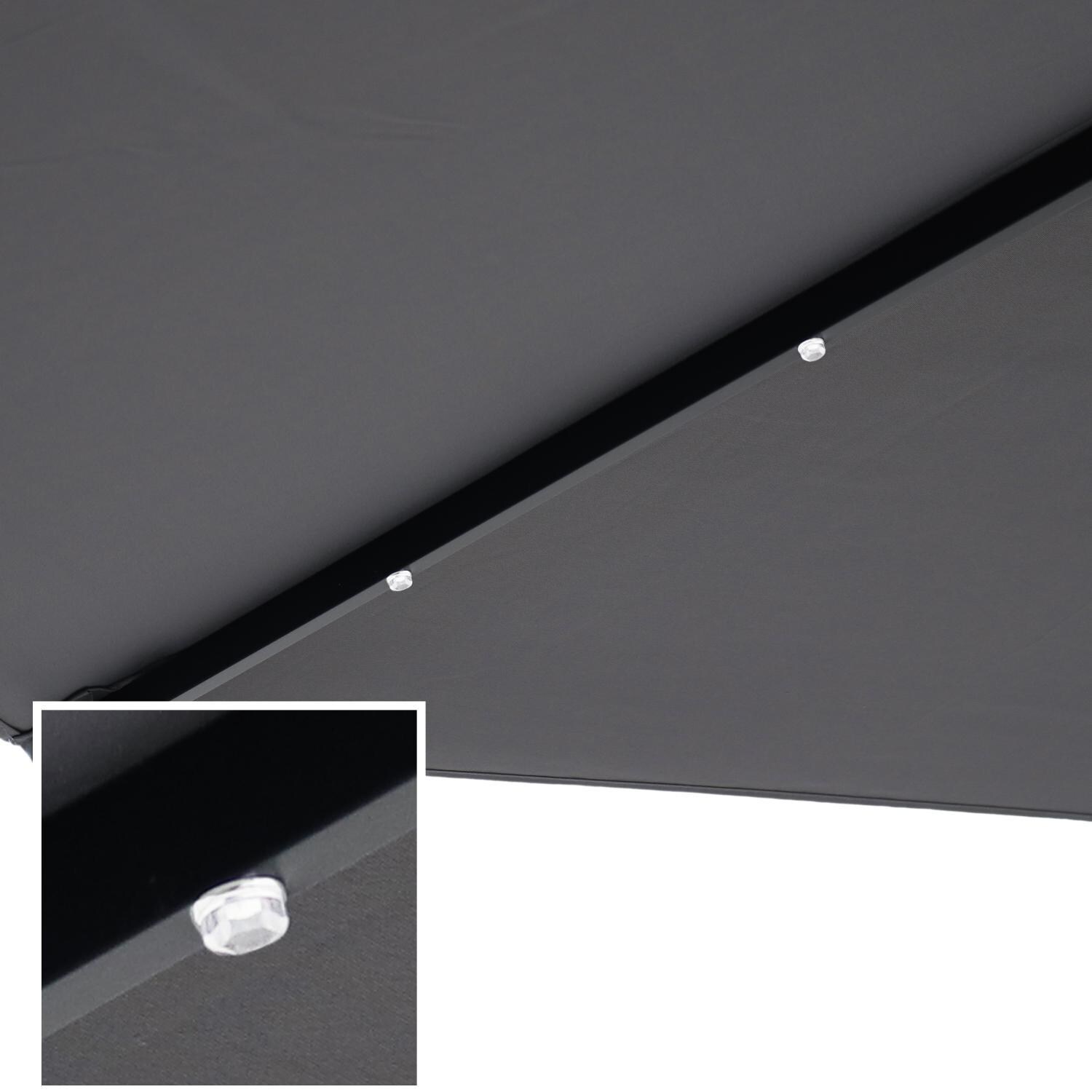 Ultimate Patio 9 Ft. Solar Lighted Octagonal Patio Umbrella W/Crank - Gray - LED Lights Along Ribs thumbnail