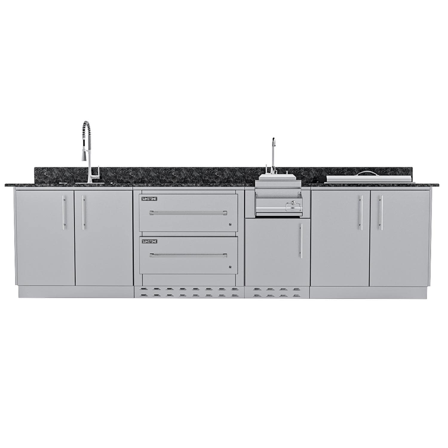 Sunstone Galley 10 1/2 Ft Outdoor Kitchen Island w/ Sink, Door & Drawer - SCPGALLEY10.8-NG