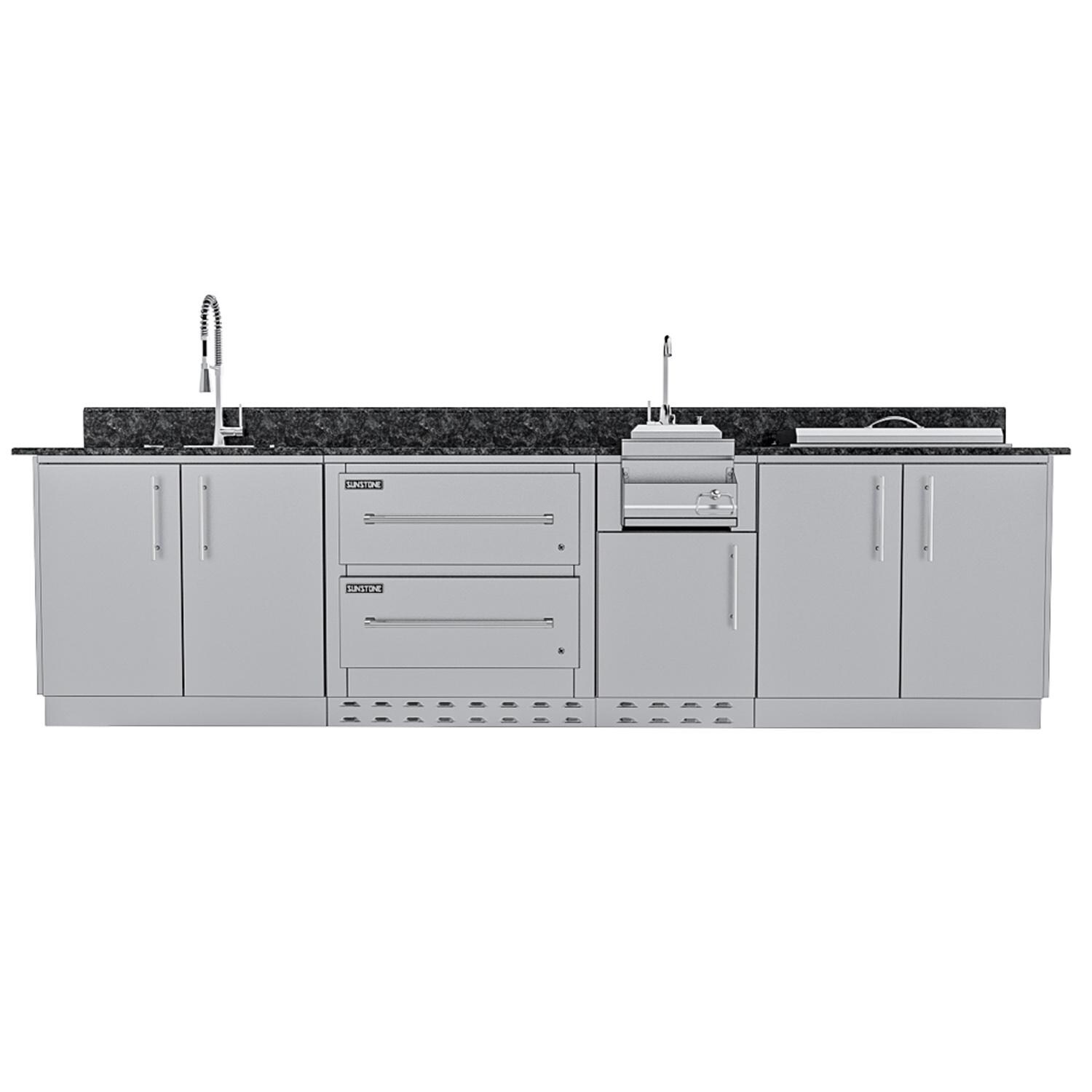 Sunstone Grills SCPGALLEY10.8-NG Galley 10 1/2 Ft Outdoor Kitchen Island w/ Sink, Door & Drawer - Island - White Background thumbnail