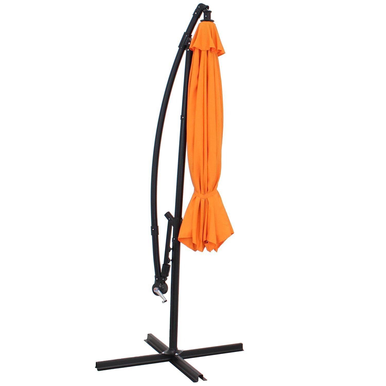 Ultimate Patio 9.5 Ft. Octagonal Patio Cantilever Umbrella W/ Crank - Tangerine - Cantilever Retracted