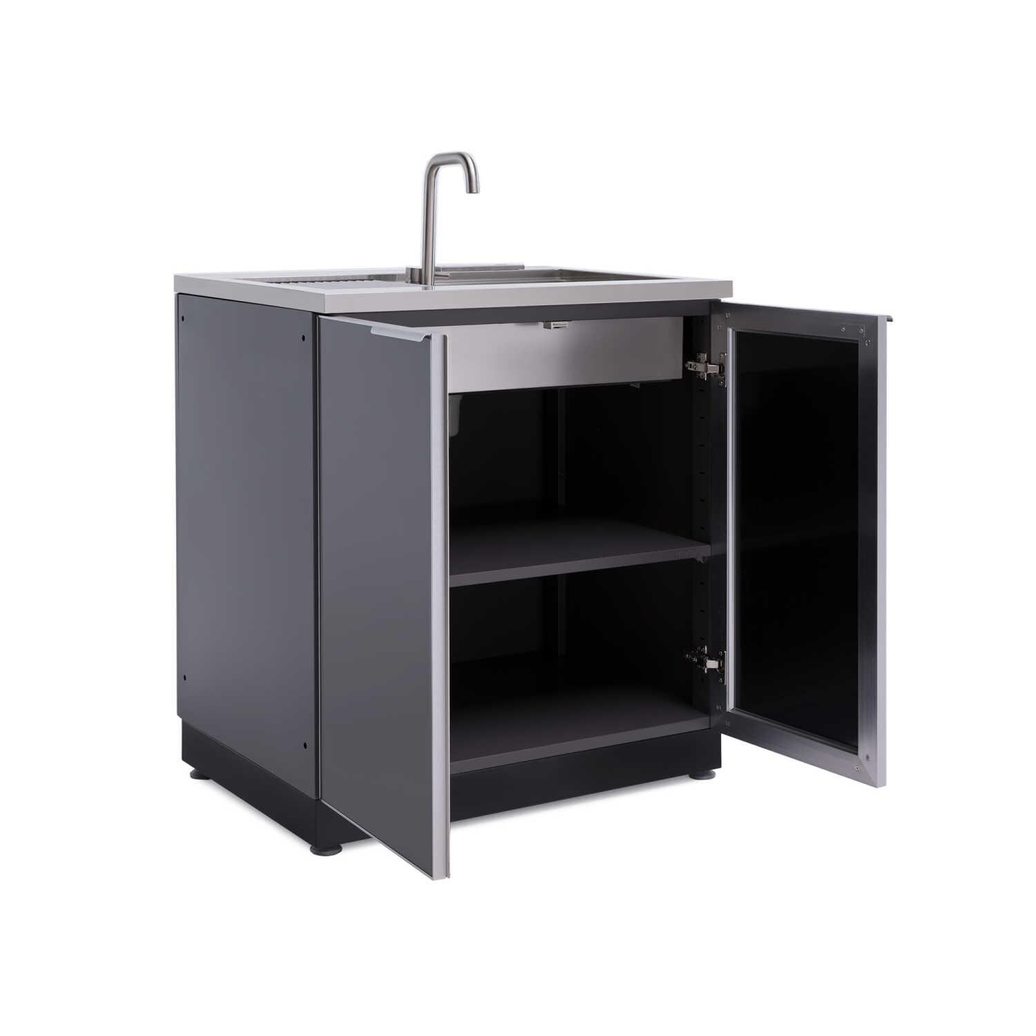 NewAge Outdoor Kitchen Slate Gray Aluminum 32-Inch Bar Cabinet - Interior Storage View thumbnail