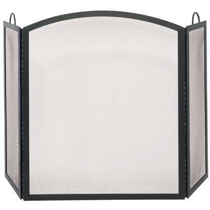 UniFlame 52-Inch 3 Fold Black Wrought Iron Fireplace Screen With Handles - S-1506
