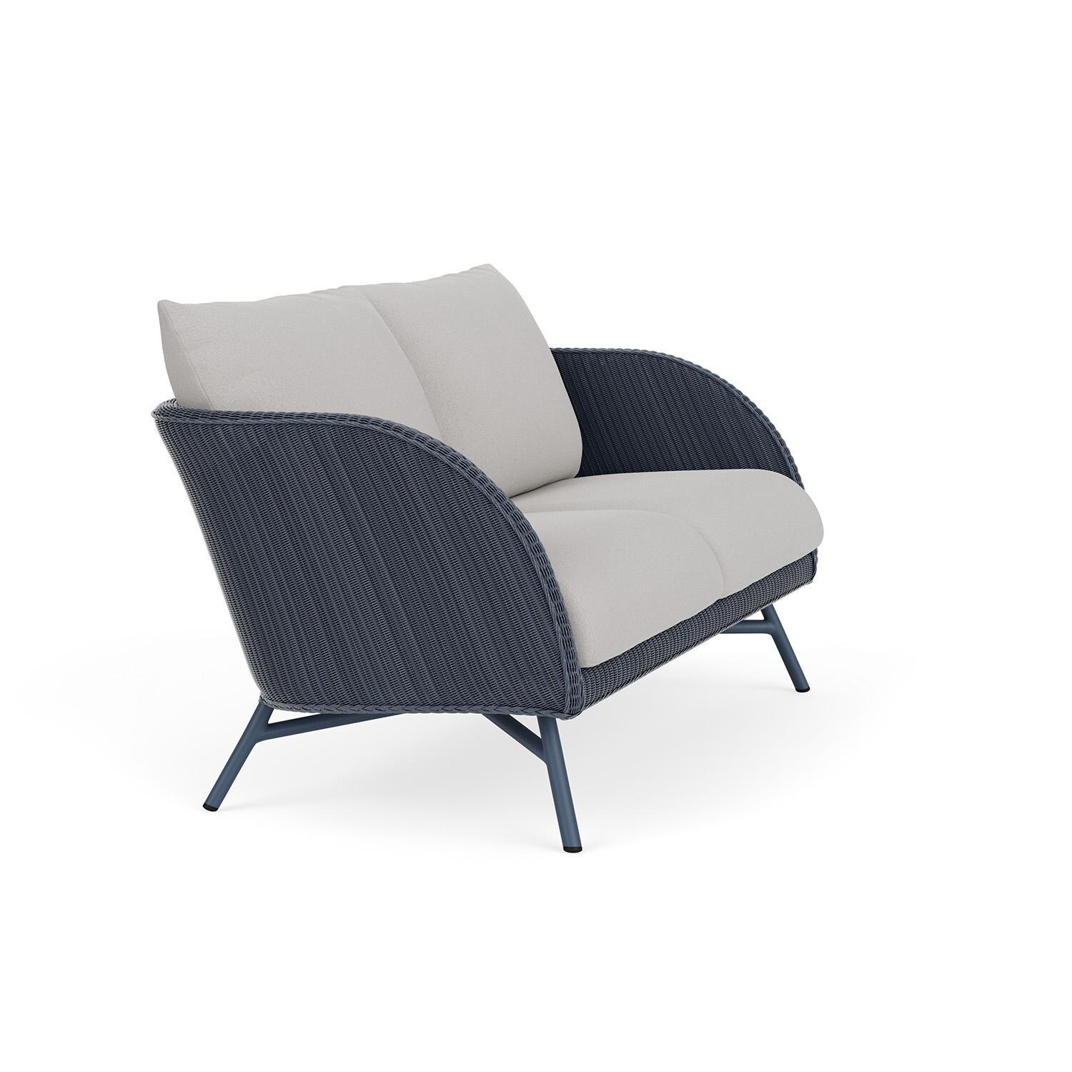 Lloyd Flanders Essence Loveseat W/Sailcloth Salt Fabric - Denim Blue Finish - Angled thumbnail