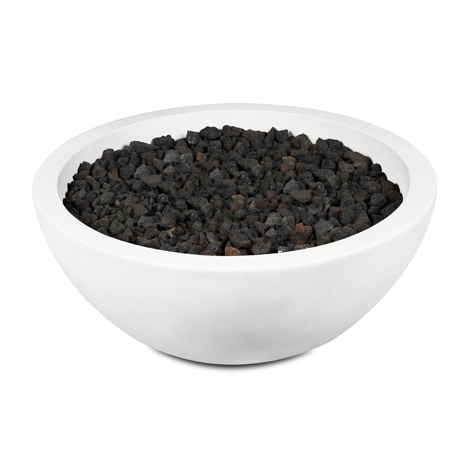 Dustyview 38-in Round Concrete Natural Gas Fire Bowl in White by BBQGuys Signature - Off - White Background thumbnail