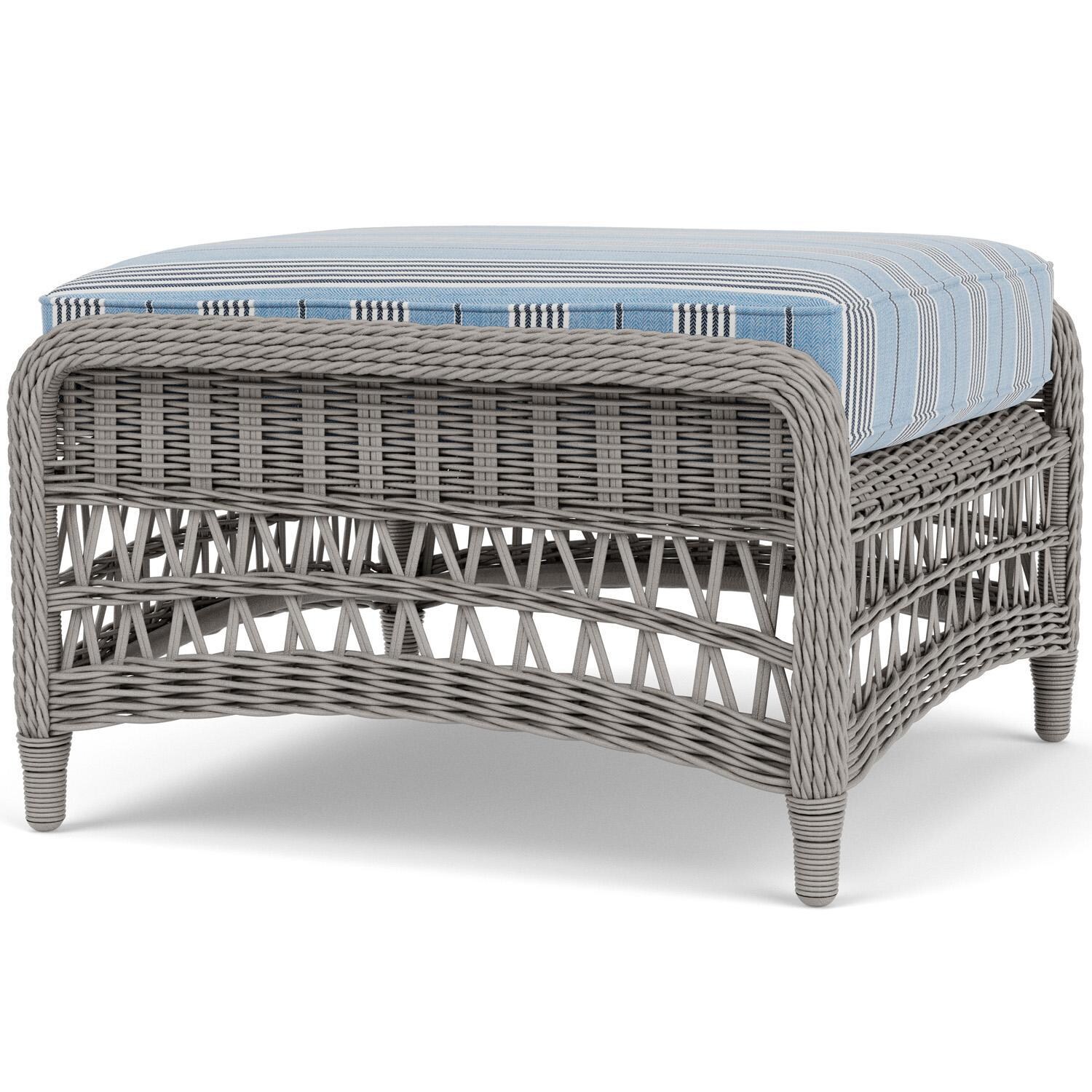 Lloyd Flanders Mackinac Ottoman in Putty Finish with Hansen Sky Fabric - Right Side thumbnail
