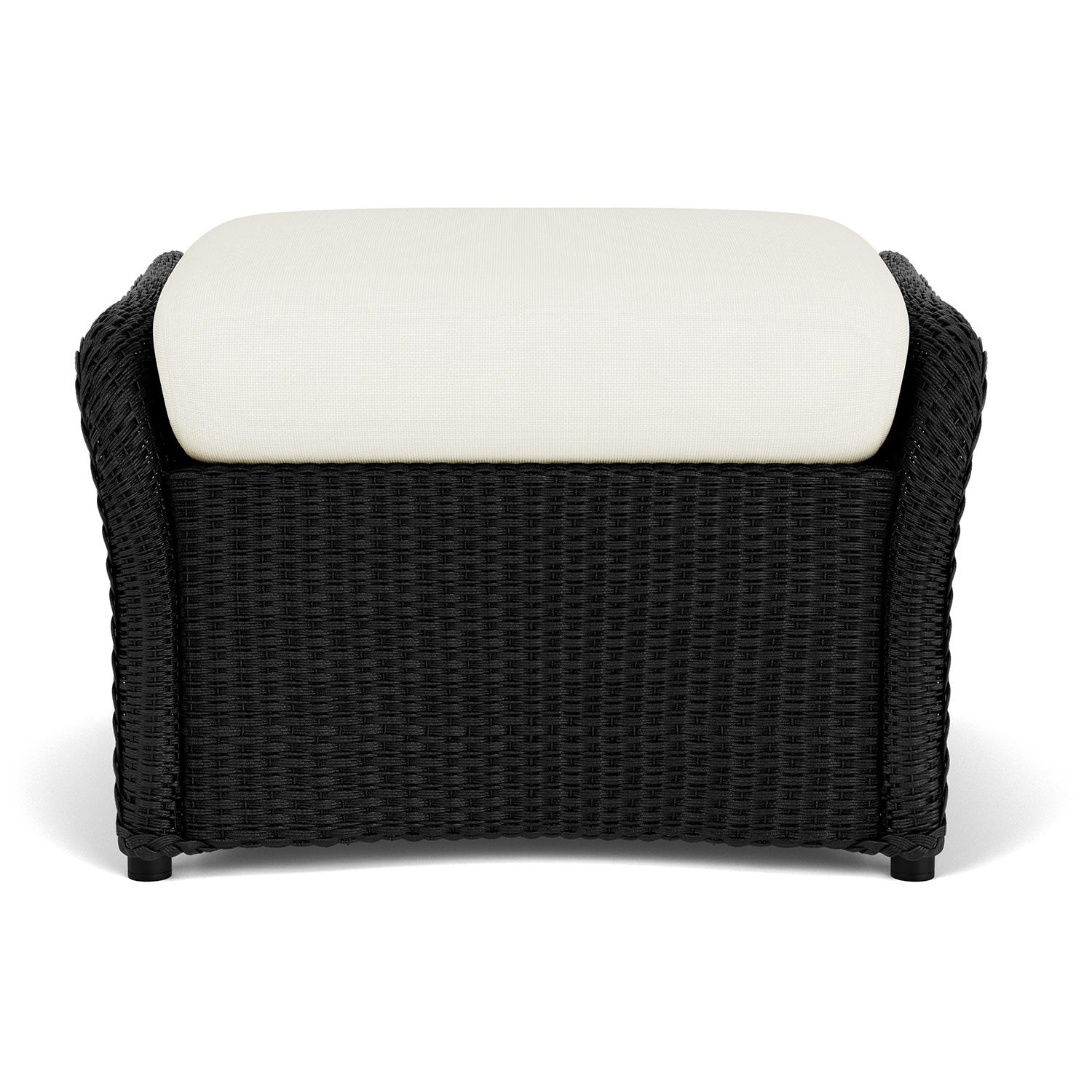 Weekend Retreat Lloyd Loom Ottoman in Ebony/Sailcloth Salt by Lloyd Flanders