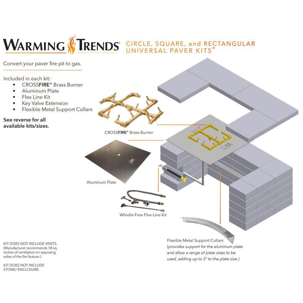 Warming Trends Universal Paver Kit for Rectangular Openings 17.5-Inch x 32-Inch to 20.5-Inch x 35-Inch - 160K BTU Natural Gas - UPK160H3217NG - Square and Rectangle Universial Paver Kit thumbnail