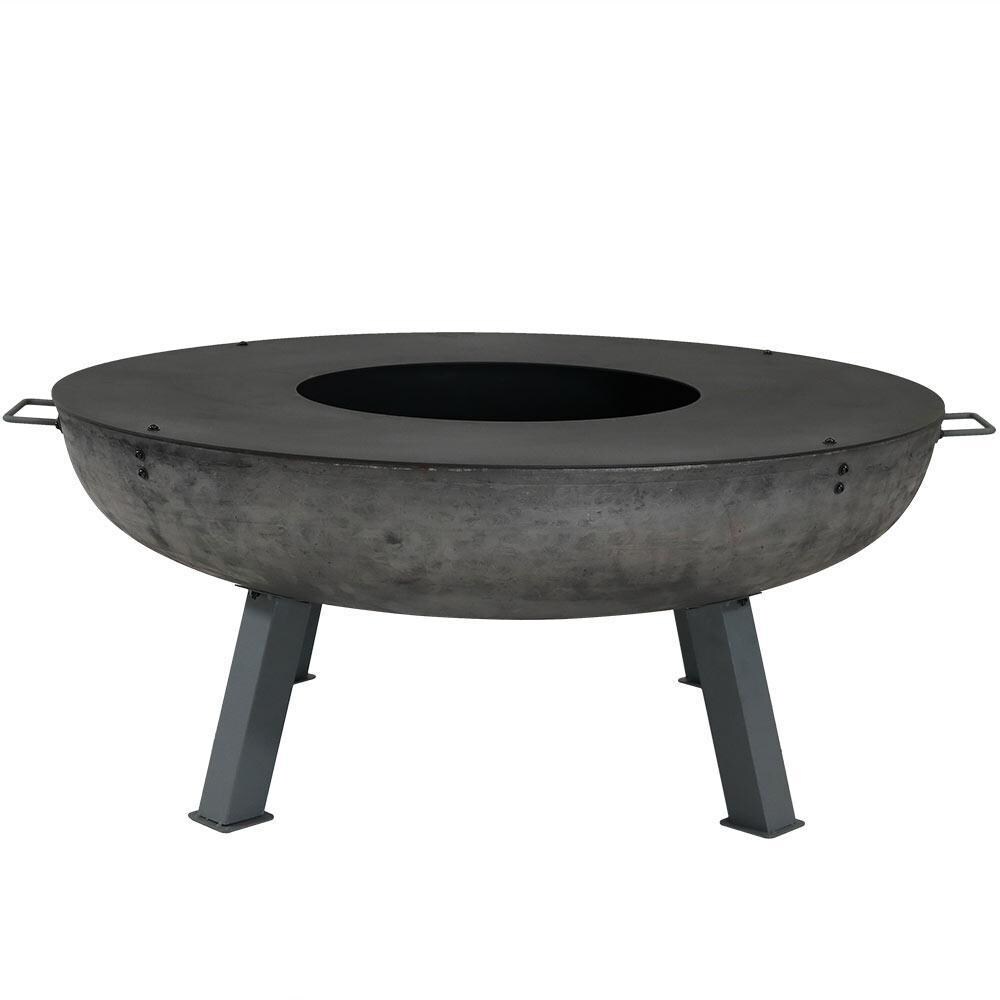 Ultimate Patio 45-Inch Cast Iron Wood Burning Fire Pit w/ Cooking Ledge - Front View - White Background thumbnail