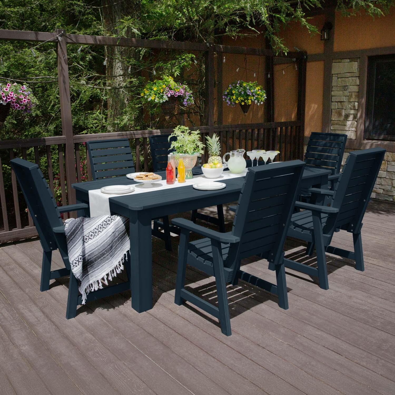 Elm Pointe 7 Pc Recycled Plastic Dining Set in Federal Blue by Lakeview Outdoor Designs