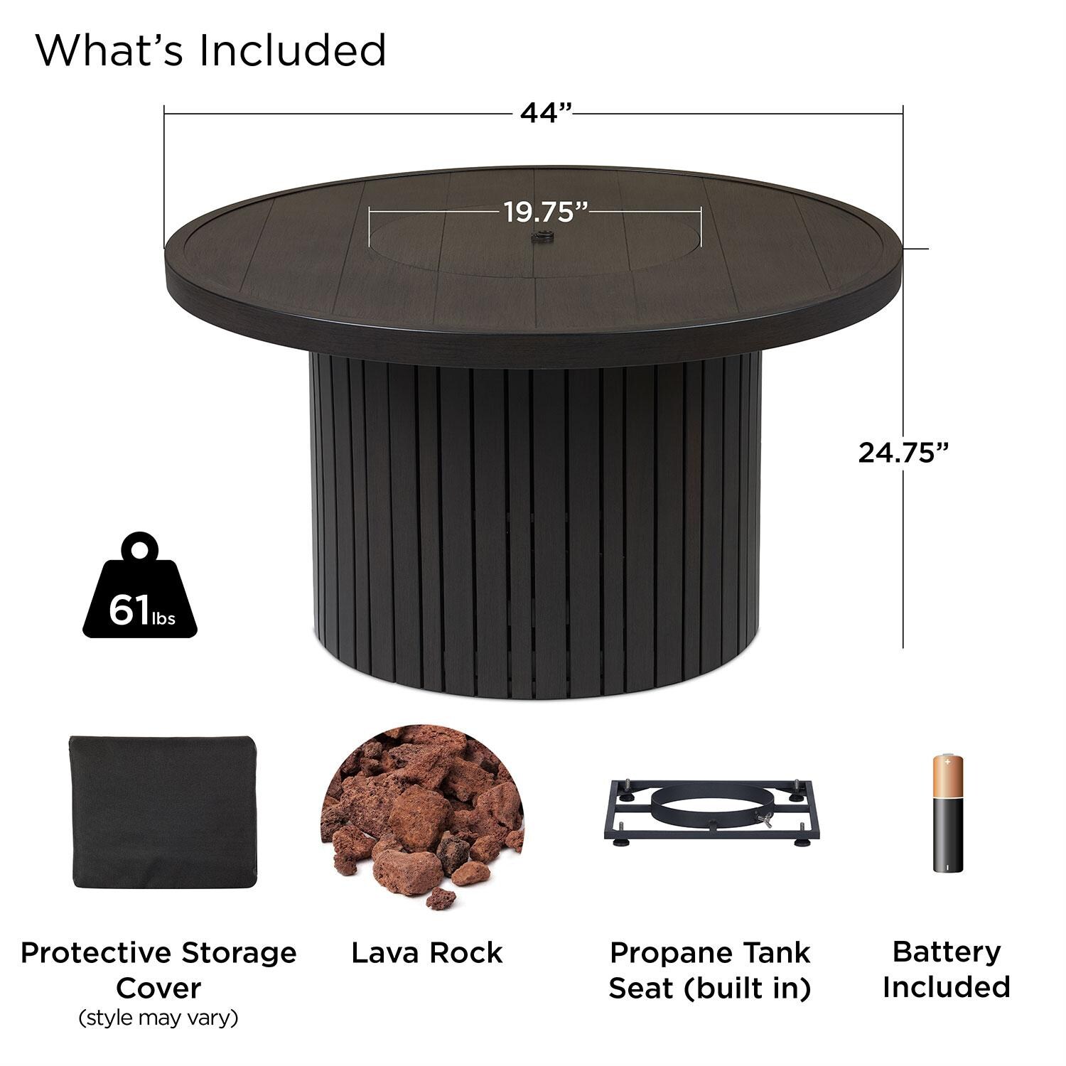 Westlook 40-in Round Metal Propane Fire Table in Bronze Coral by Lakeview Outdoor Designs - Included - Detail thumbnail