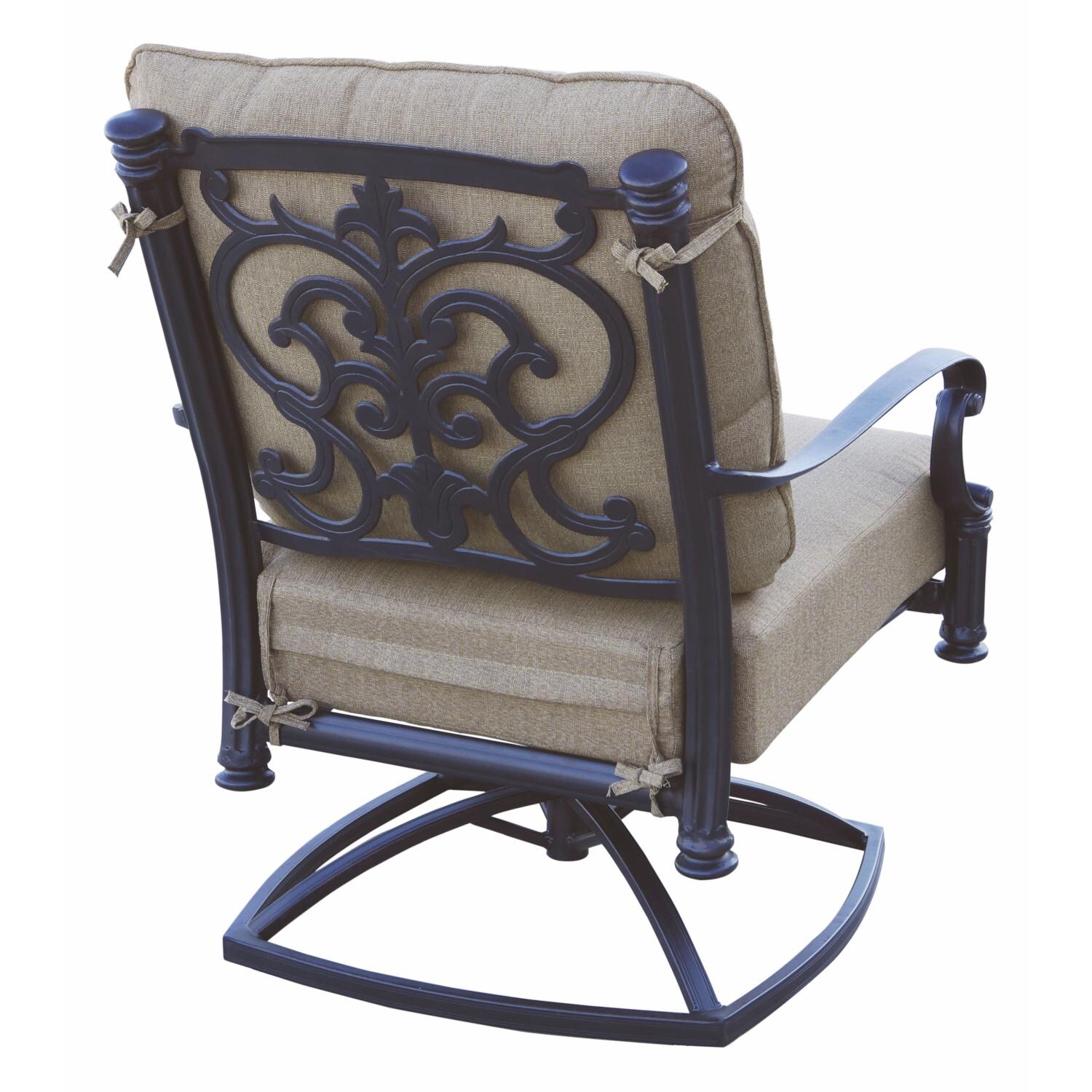 Darlee 201016-3-4 Santa Barbara 4 Piece Cast Aluminum Patio Swivel Rocker Club Chair Set W/ Sesame Cushions - Back thumbnail